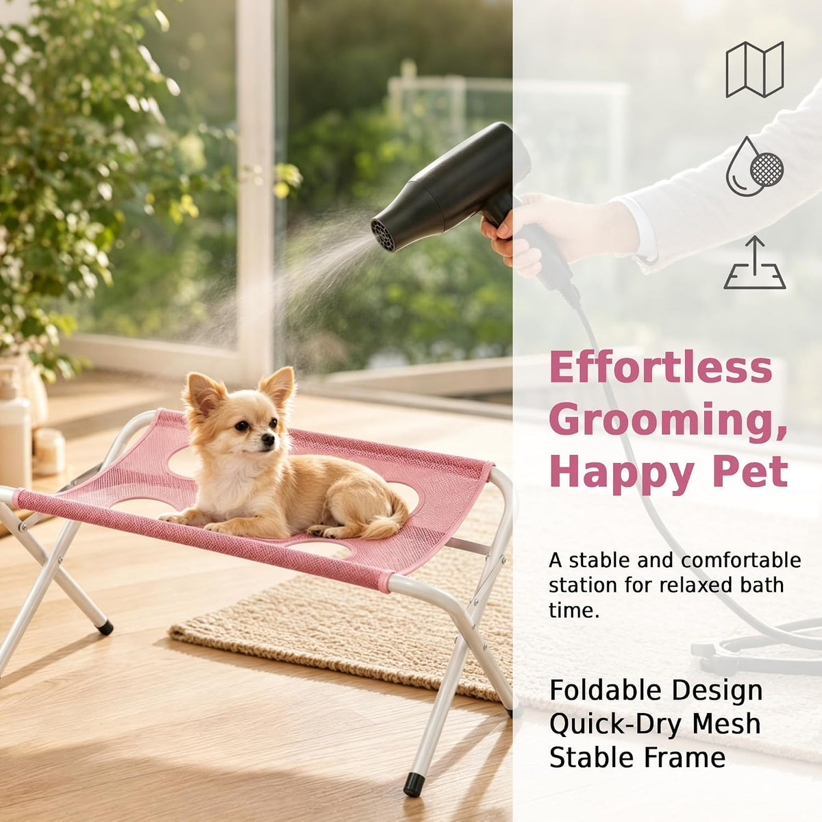 Dog Bath Tub - Foldable Elevated Pet, Wash Station Portable,Grooming Tub Indoor Outdoor Use For Small Medium Dogs Cats | Non Slip Duŗable Lightweight Easy Clean Pet Bathing Solution TravelUse